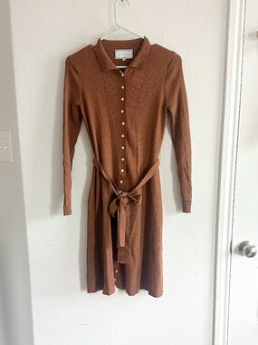 Apparalel Brown Button Down Dress Ribbed XS